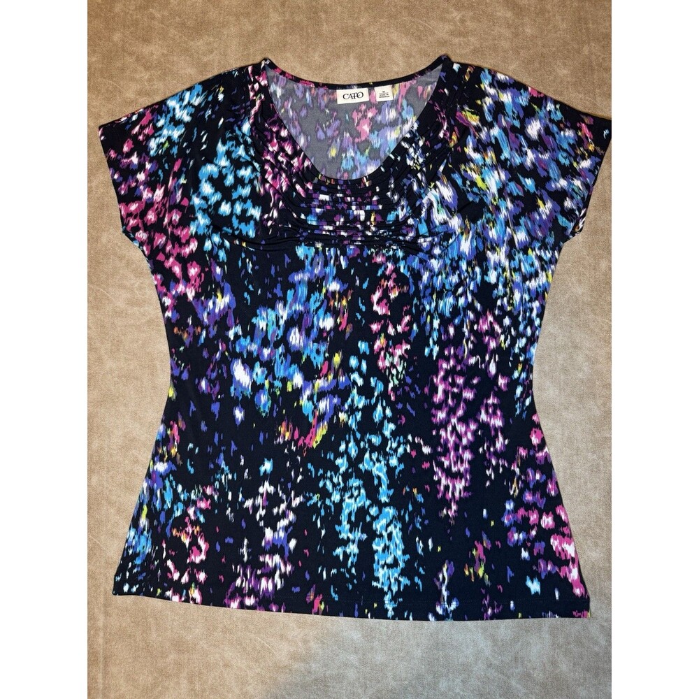 Cato Women's Size Small Printed Multicolor Casual Top Sz MEDIUM shirt / Blouse